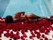Hot ass brunette and roses