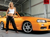 Hot blonde babe and car