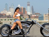 Hot Latina and motorcycle