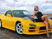 Mazda RX7 and hot blonde