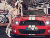 Mustang and hot cowgirl