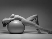 Nude blonde and big ball