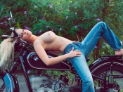 Topless Belinda on Bike