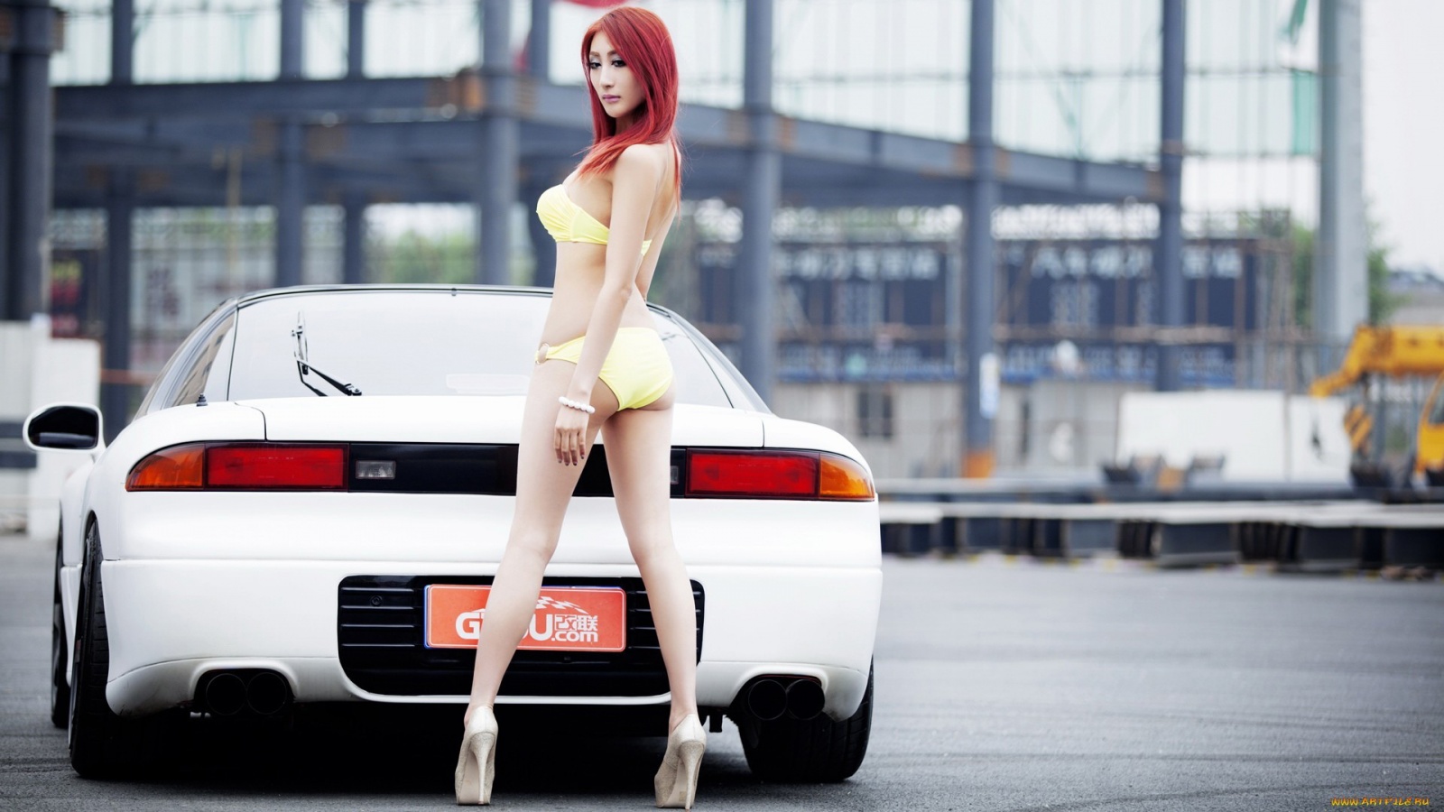 Hot asian and car