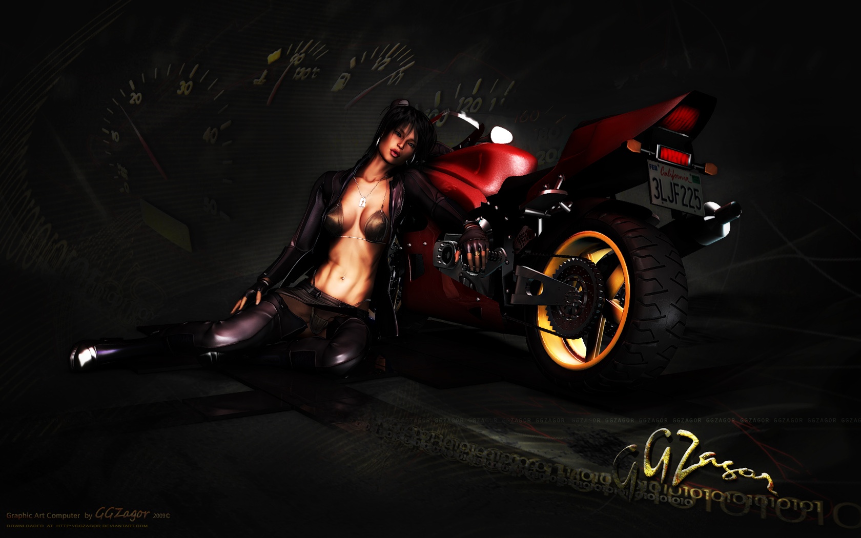 Moto Lucy 3d biker babe wallpaper