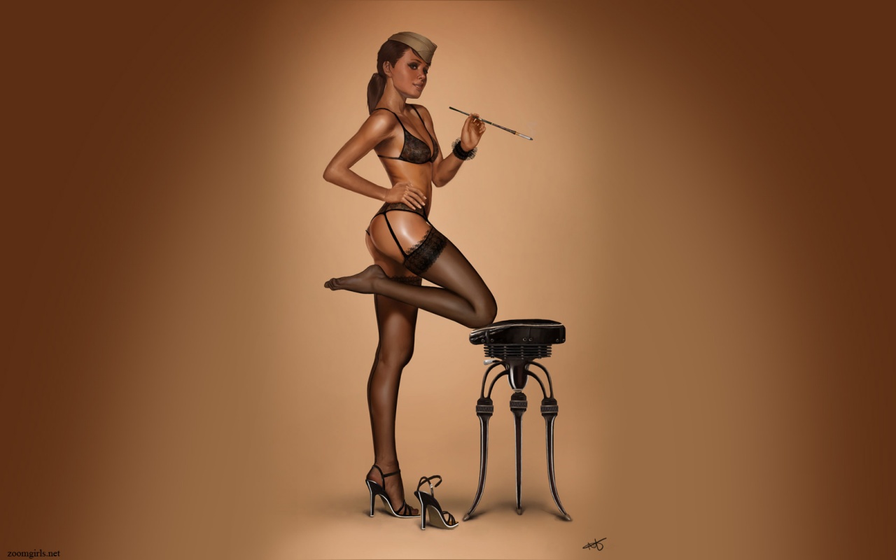 Pinup girl in lingerie wallpaper